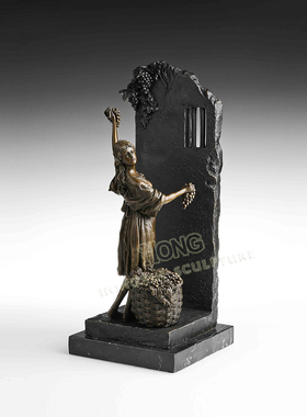 铜雕塑摘葡萄少女EPA012012S欧式人物工艺品酒店客厅家居桌面摆件