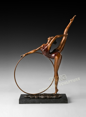 鸿鑫雕塑黄铜新中式女子体操家饰