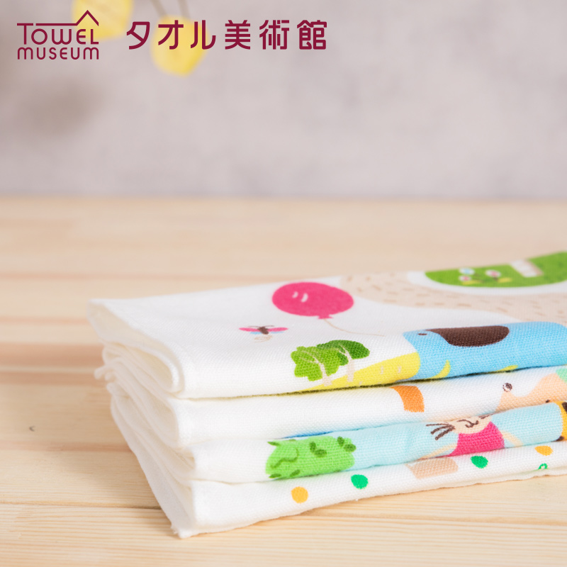 夕才儿美术馆一广毛巾动物儿童纯棉A类毛巾纱布印花卡通柔软吸水