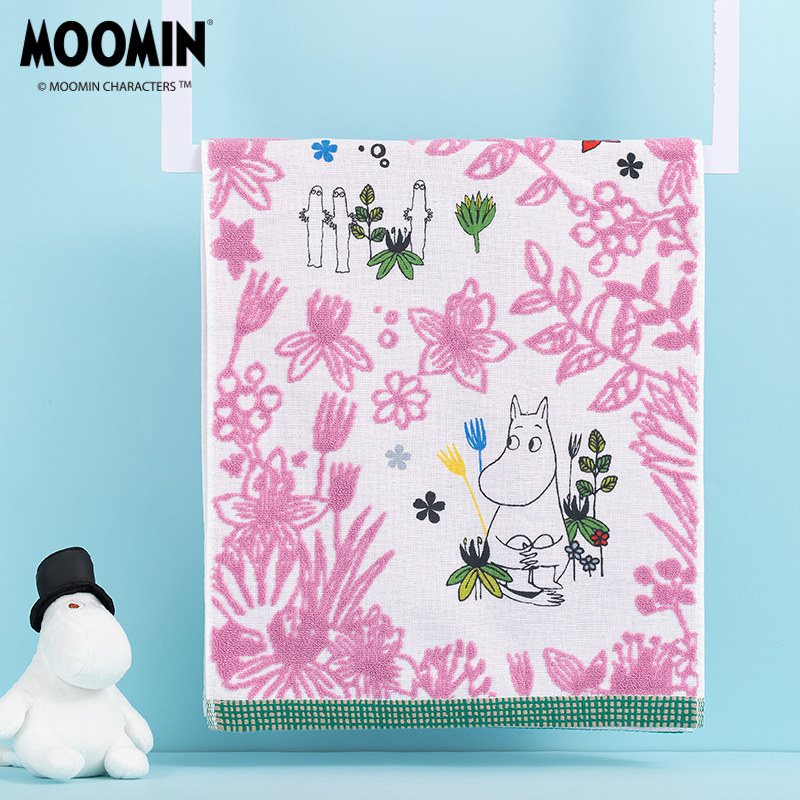 夕才儿美术馆 MOOMIN姆明花园单面纱布纯棉毛巾吸水速干成人面巾,居家布艺,毛巾/面巾,淘宝优惠券,粉丝福利购,淘宝优惠卷