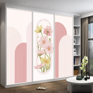 衣柜贴膜定做推拉移门玻璃翻新木板家具改造油画布易贴奶油田园风