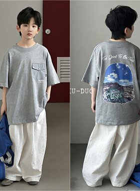 牛哆哆童装2026夏季新款男女童韩版工装短袖T恤中大童休闲39636