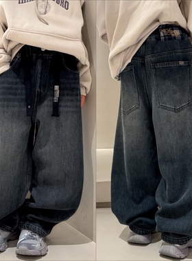 大E小e童装2025冬款男童加绒裤子中大童加厚牛仔裤保暖长裤66615