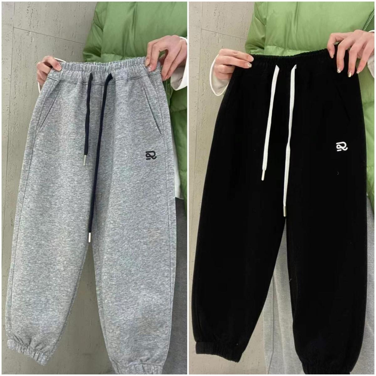 牛哆哆2025春款男童女童简约刺绣运动裤中大童休闲百搭卫裤55083