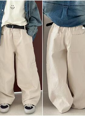 牛哆哆2025春款男童女童韩版宽松直筒裤中大童洋气休闲裤87725