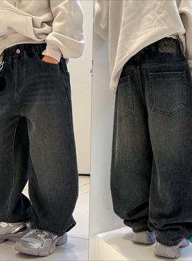 大E小e童装2025冬款男童女童加绒牛仔裤中大童一体绒休闲裤66622