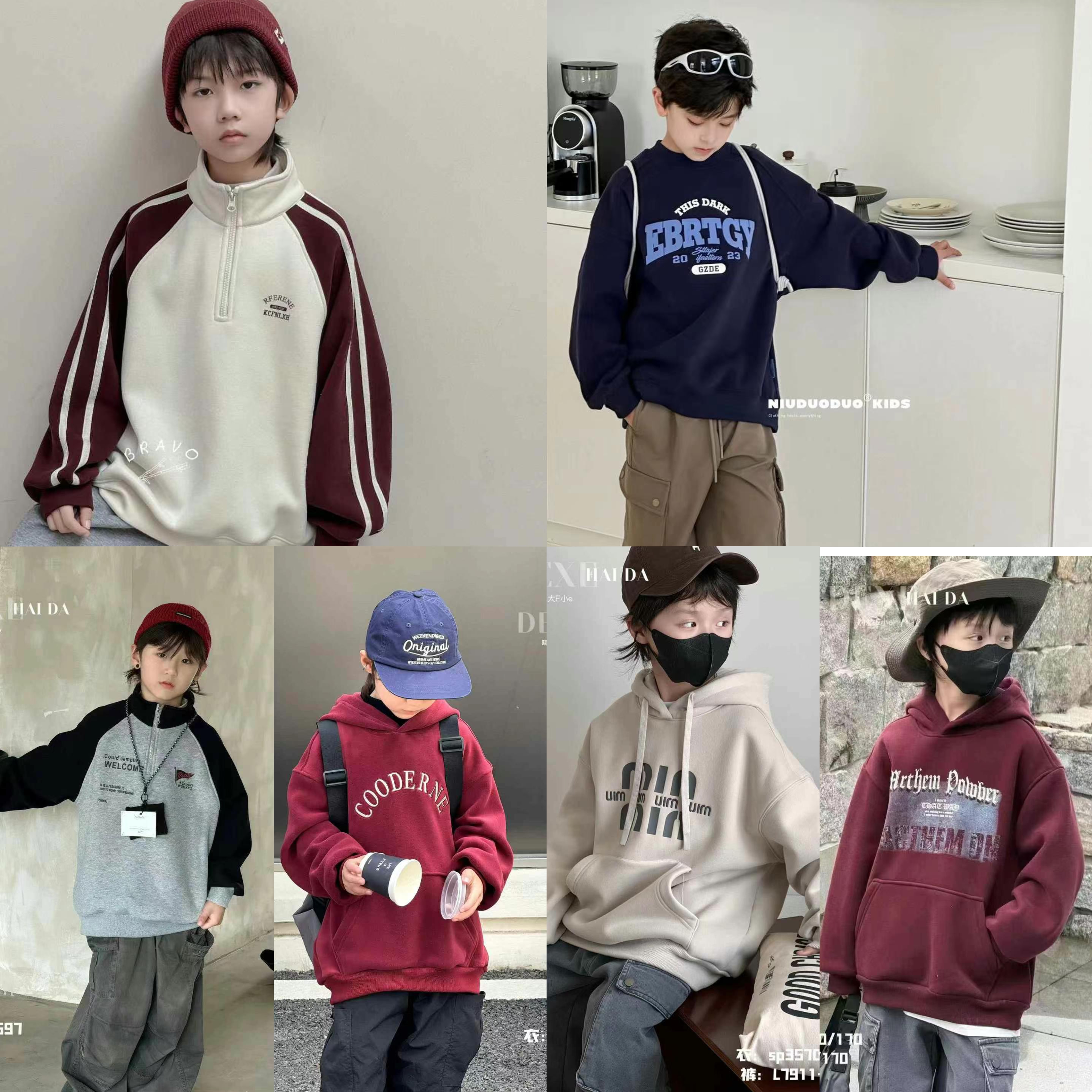 2024冬新款男女中大童加绒卫衣