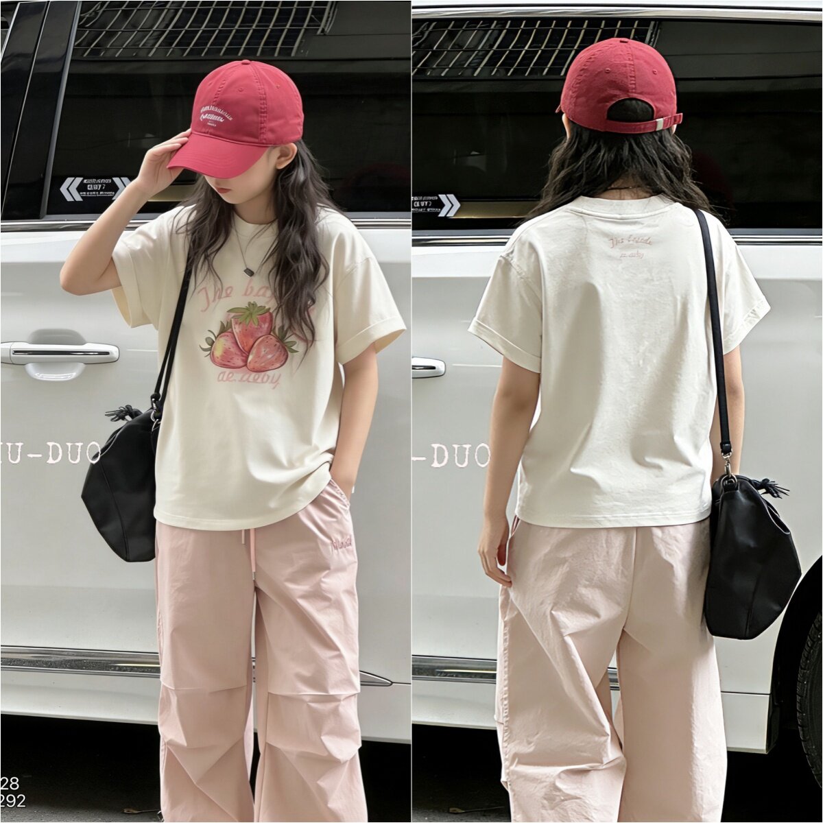 牛哆哆童装2026夏季男女中大童草莓字母短袖T恤儿童半袖上衣76528