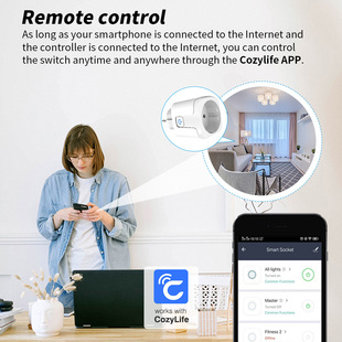 智能wifi插座欧规定时转换插头Alexa Google 智能语音APP远程操控