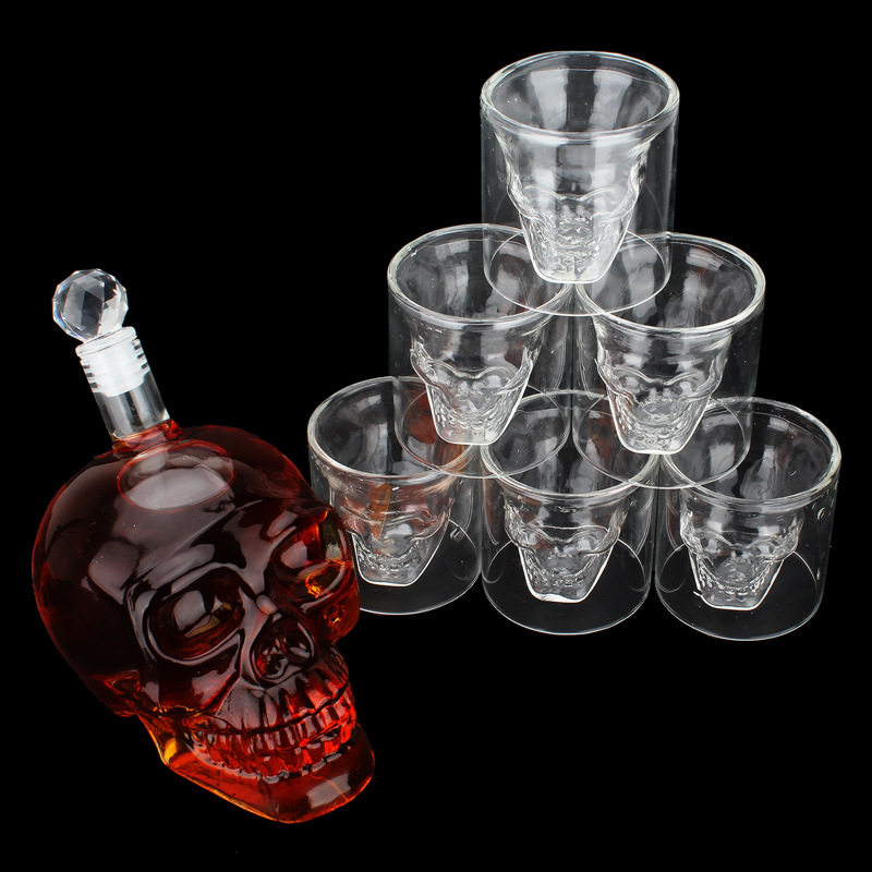 亚马逊热卖骷髅酒壶套装玻璃高硼硅节庆红酒具创意厨房小工具现货