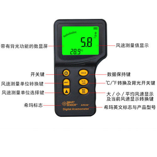 希玛AR836+数显风速计电力空调测
