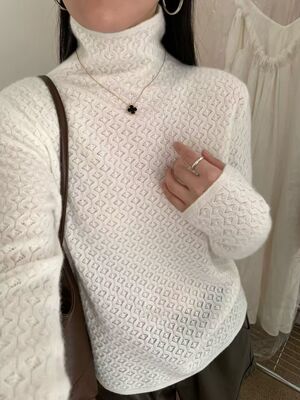 澳瑟芬高品质纯山羊绒堆堆领自留推荐软糯气质高领纯羊绒