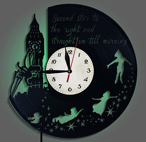 唱片挂钟Vinyl Wall Clock 创意小飞侠Peter Pan时钟黑胶挂钟表
