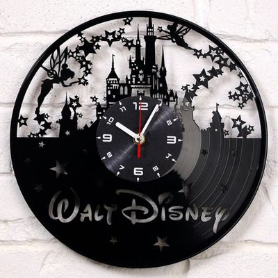 城堡黑胶唱片礼品创意风时钟表