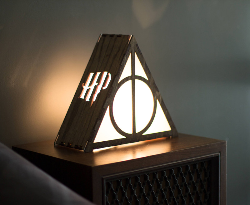 创意Harry Potter哈里波特3D立体木质小夜灯遥控LED灯桌面座台灯