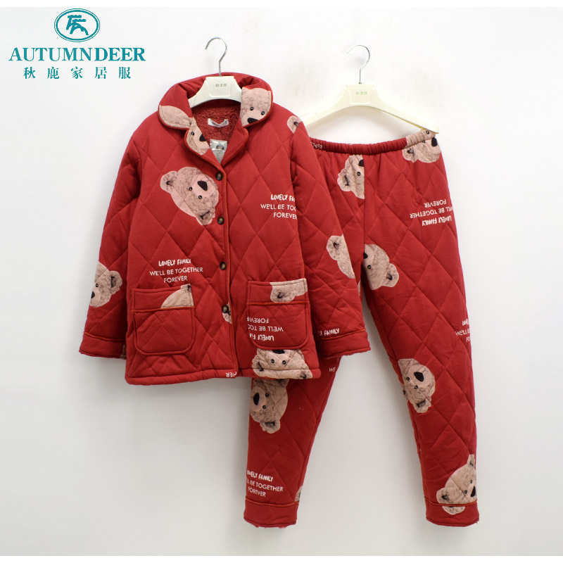 秋鹿睡衣冬季新款女士三