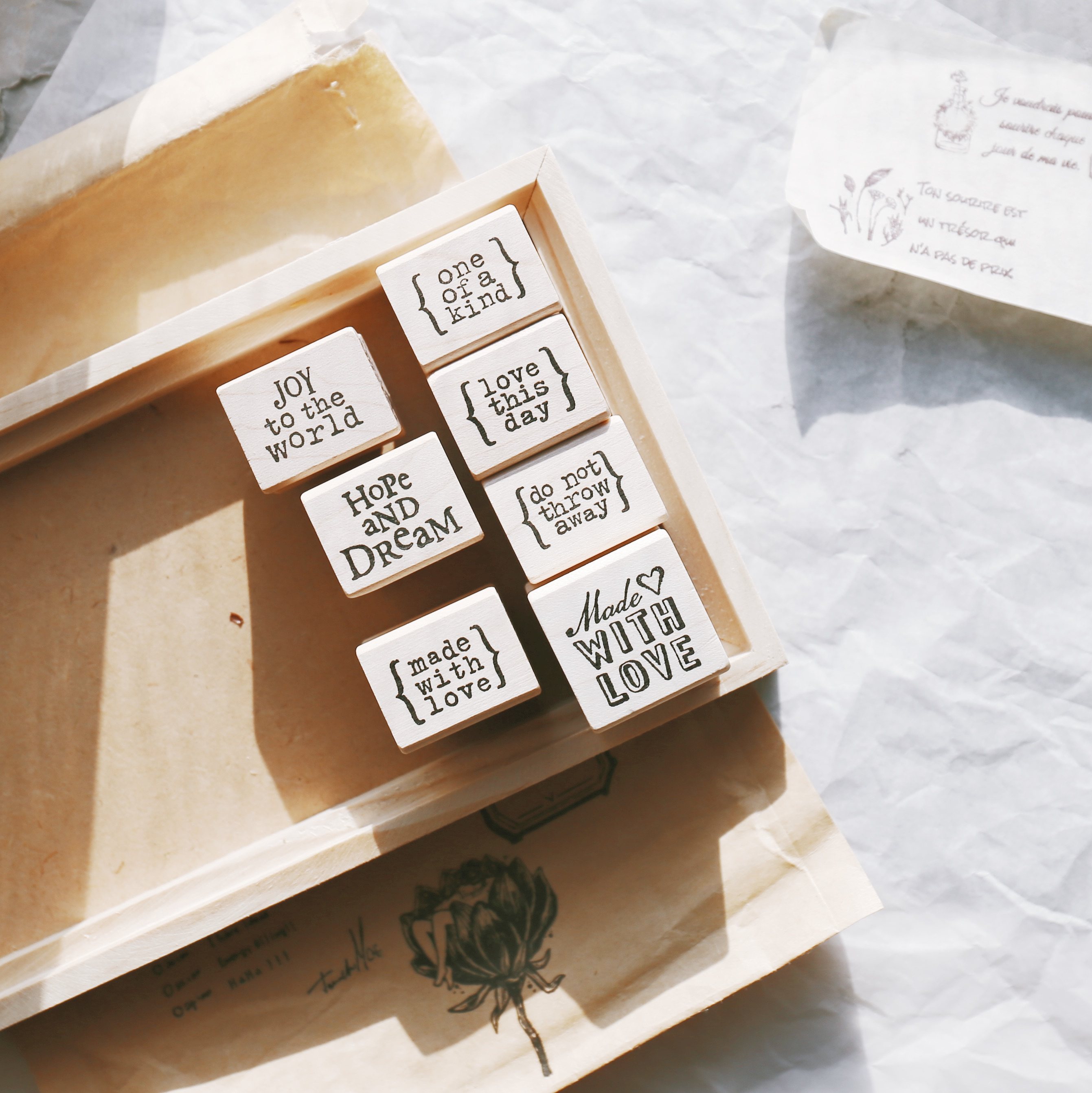 现货 catslife 大括号 温暖小英文 木质印章