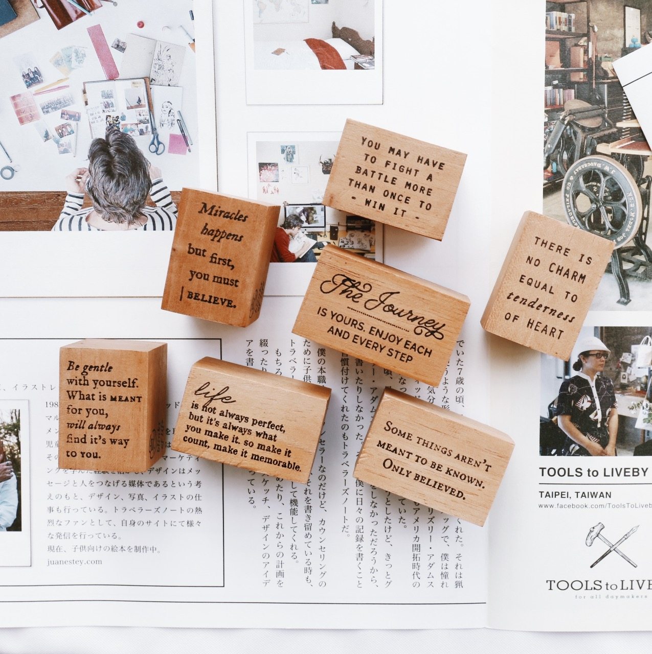 现货 blinks 温暖英文短句 原木印章