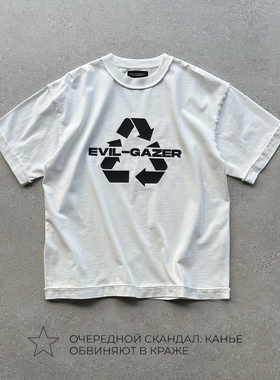 EVIL GAZER 3D立体硅胶可回收印花宽松短款短袖T恤