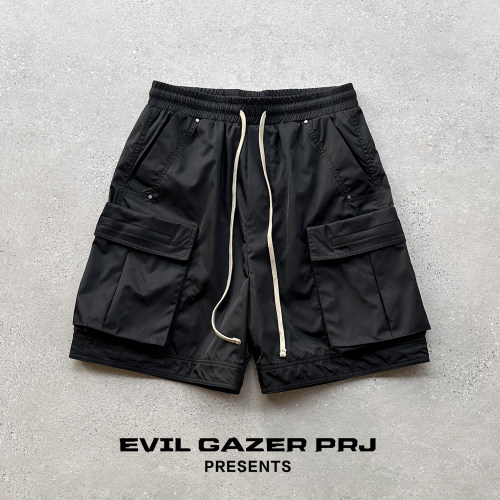 EVIL GAZER 暗黑宽松尼龙 vibe高街风抽绳立体大口袋工装五分短裤