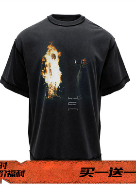 EVIL GAZER 复古水洗黑色vintage美式高街短袖T恤男Metro Boomin