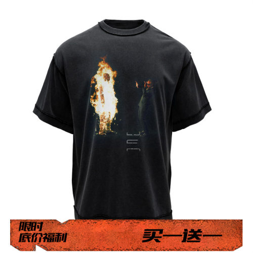 EVIL GAZER 复古水洗黑色vintage美式高街短袖T恤男Metro Boomin