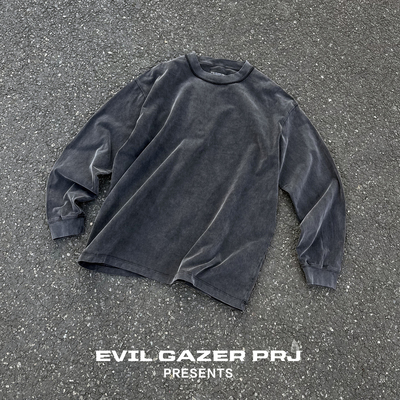 EVIL GAZER 水洗做旧打底纯色内搭宽松磨毛“丝绸光感”长袖T恤男