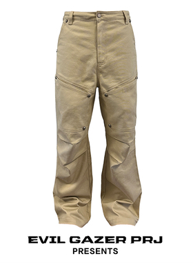 EVIL GAZER 直筒宽松微喇重磅加厚改良卡其色工装休闲长裤