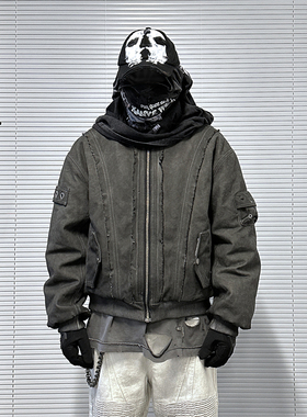 EVIL GAZER做旧脏染水洗ARCHIVE棉衣外套秋冬短款飞行棉服BOMBER