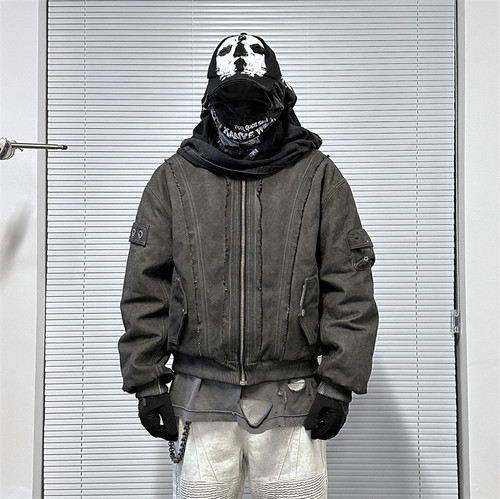 EVIL GAZER做旧脏染水洗ARCHIVE棉衣外套秋冬短款飞行棉服BOMBER