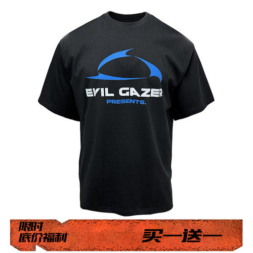 EVIL GAZER复古做旧new vintage开裂破损几何印花宽松短袖T恤男