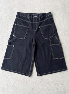 EVIL GAZER 重磅原色牛仔伐木裤 丹宁原牛反转工装七分短裤中裤