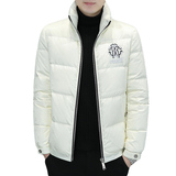 冬简欧羽绒服暗花刺绣亮面90%白鸭商务立领厚外套黑Y9181P280，男装羽绒服，星座1207