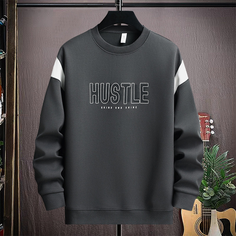 秋冬直播高质量棉挂拍卫衣男圆领套头刺绣宽松长袖灰9779P45，男装卫衣，星座1207