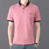 夏季棉短袖Polo衫F字立领t恤男修身通勤精神商务绅士灰9578P40，男装Polo衫，星座1207