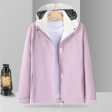 秋冬外套防风防水情侣夹克小牛津单冲带帽薄款冲锋衣粉白9852P85，男装夹克，星座1207