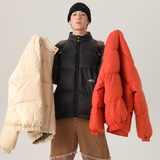 冬新标鸭绒中性潮牌阔版特氟龙袋口小印花立领羽绒服粉9171P280，男装羽绒服，星座1207