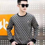 长袖男蒙太奇卫衣精品商务直播套头休闲圆领时尚欧版咖色9753P45，男装卫衣，星座1207