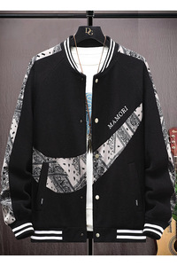 高质量直播颗粒绒拼接日系棒球服男夹克外套风衣棉服黑色9821P75图片