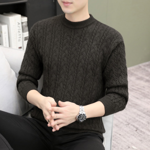 冬季保暖编制针织衫加厚毛衣圆领宽松打底毛衫波纹大码白M9051P45图片