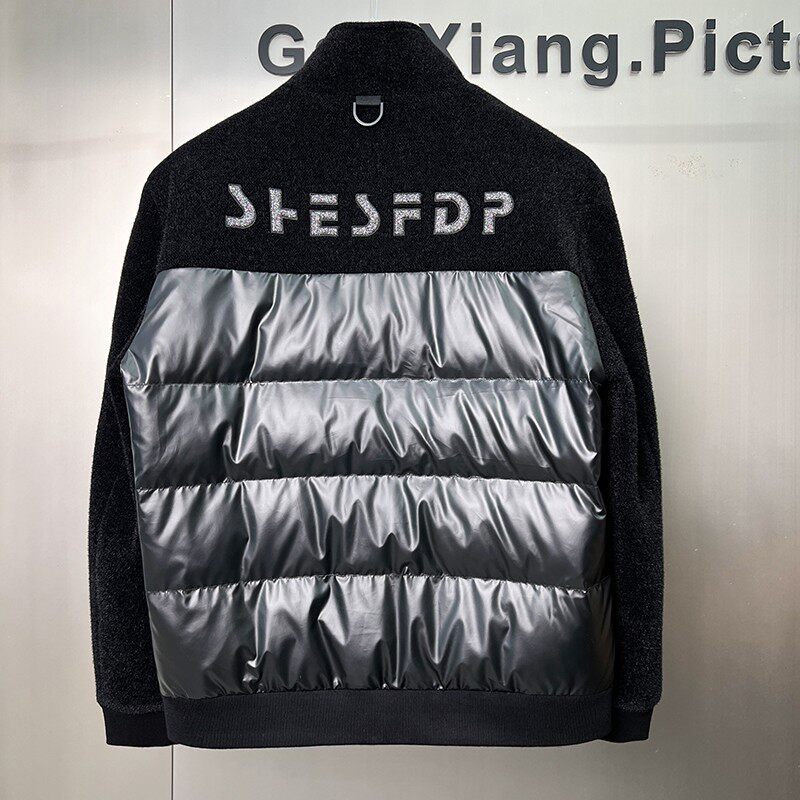 冬季高端金貂绒羽绒服拼接亮面90%白鸭商务立领外套Y9180P280,男装羽绒服,星座1207