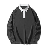 秋冬拼接卫衣长袖POLO衫280G重磅宽松休闲翻领情侣舒适绿1611P40，男装卫衣，星座1207