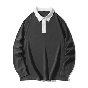 秋冬拼接卫衣长袖POLO衫280G重磅宽松休闲翻领情侣舒适绿1611P40图片