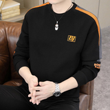 长袖卫衣男t恤男大码圆领套头刺绣宽松休闲精工艺模特白色9762P45，男装卫衣，星座1207