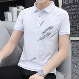 夏季短袖棉POLO衫男衬衫领扣子翻领T恤小麦商务韩版休闲灰8538P26，男装Polo衫，星座1207