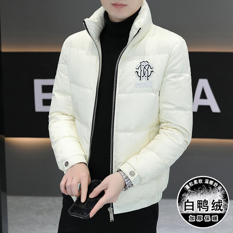 冬季简欧羽绒服暗花刺绣亮面90%白鸭商务立领厚外套Y9181P280图片