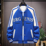 高质量直播颗粒绒拼接日系棒球服男夹克外套风衣棉服黑色9823P75，男装夹克，星座1207
