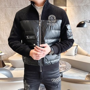 冬季高端金貂绒羽绒服拼接亮面90%白鸭商务立领外套Y9180P280