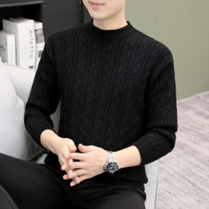 冬季保暖编制针织衫加厚毛衣圆领宽松打底毛衫波纹大码白M9051P45图片