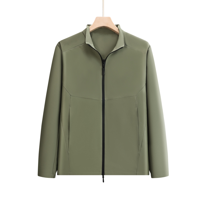 秋冬外套防风防水白夹克小牛登山立领单冲薄款冲锋衣军绿9851P65，男装夹克，星座1207